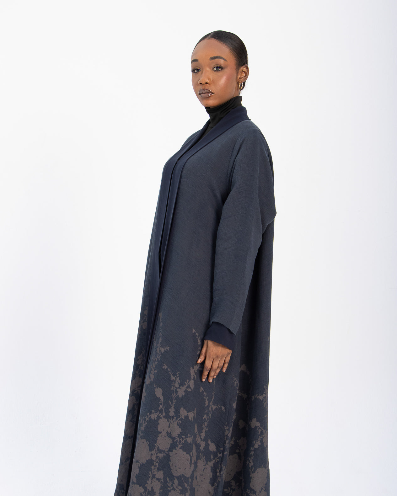 Noir Bloom Abaya - Navy