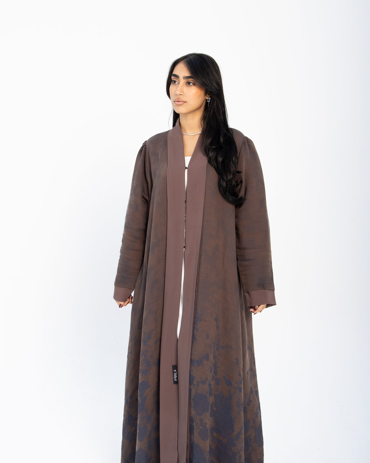 Noir Bloom Abaya - Floral Brown