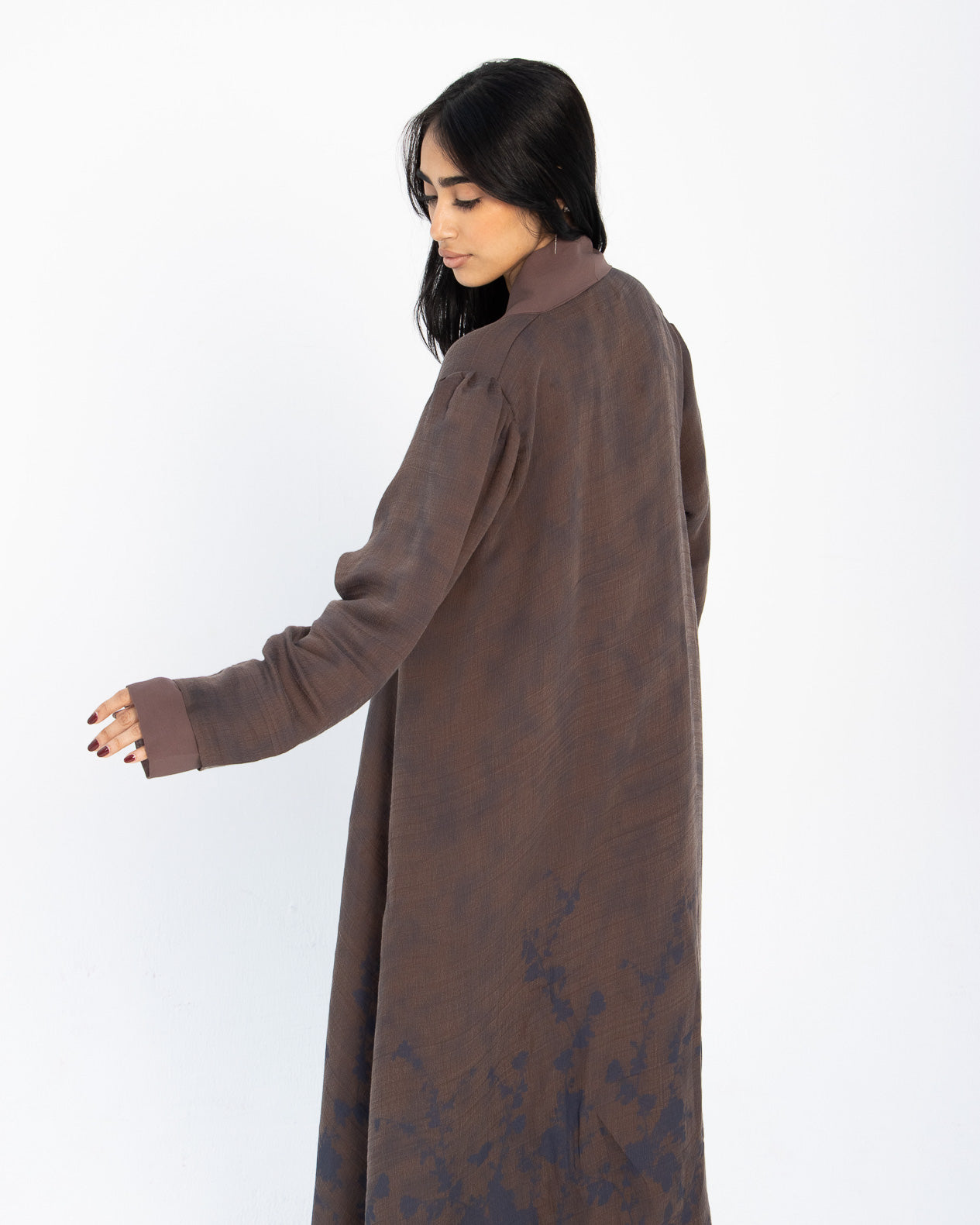 Noir Bloom Abaya - Floral Brown