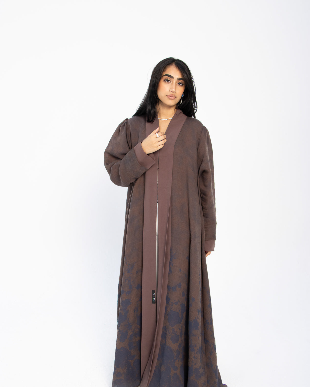 Noir Bloom Abaya - Floral Gray